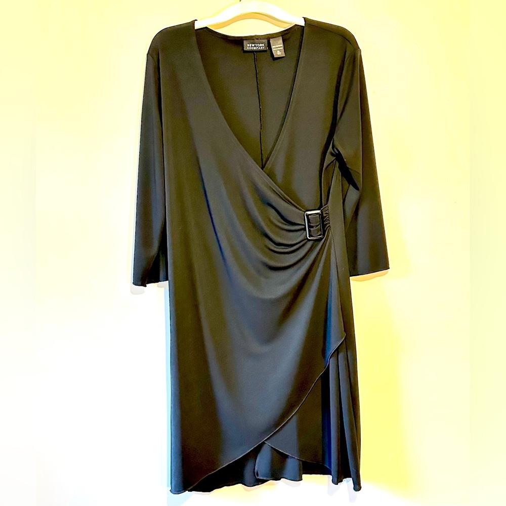 NWOT New York & Co Super Flattering Black Wrap Dress, XL